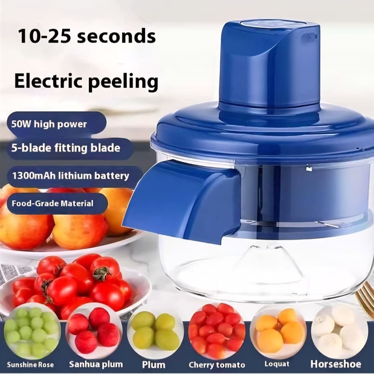 Automatic Vegetable Peeler, Electric Grape Garlic Peeling Machine, Small Fruit Tomato Peeler Tool Cherry Tomatoes Peelers Skinning Tool Rechargeable Commercial Smart Fruit Machine